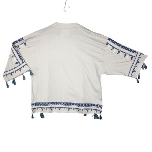 Living Planet Embroidered Pale Gray Open Top Size Medium MSRP $120 - Picture 2 of 12